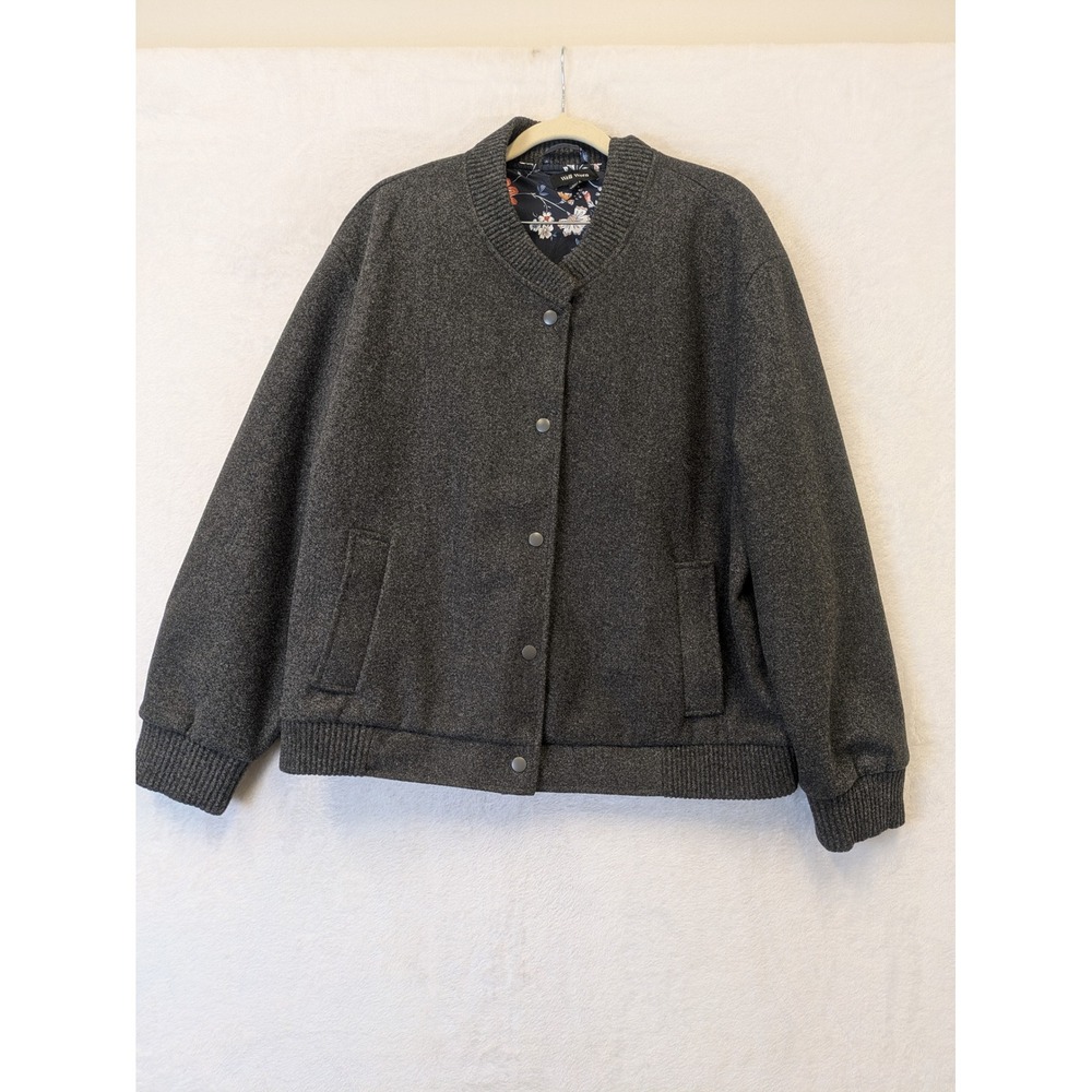 Well Worn Women's‎ Size XL Dark Gray Bomber Jacket Floral Lined